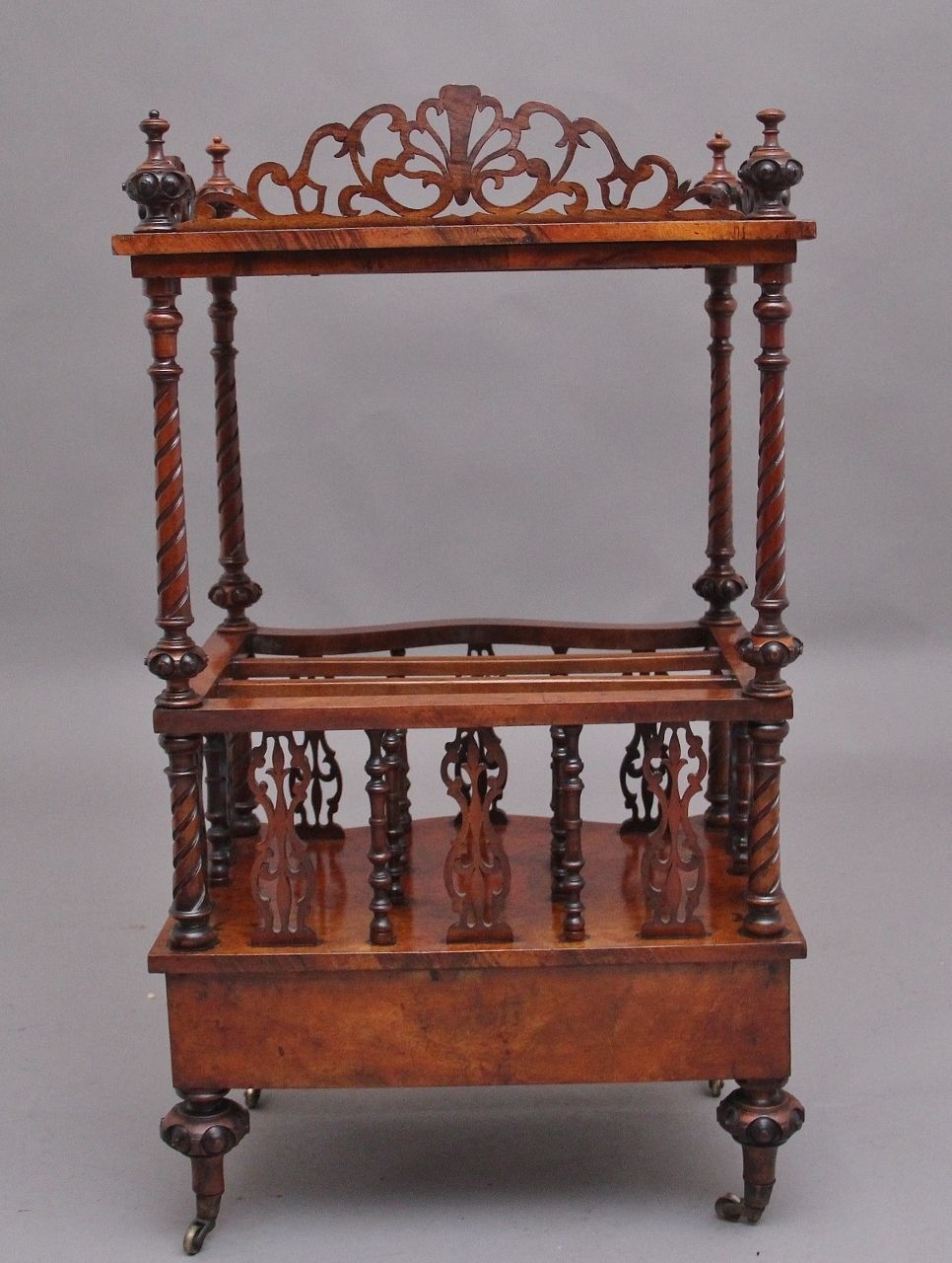 19th Century Burr Walnut Canterbury Of Serpentine Form photo vinterior