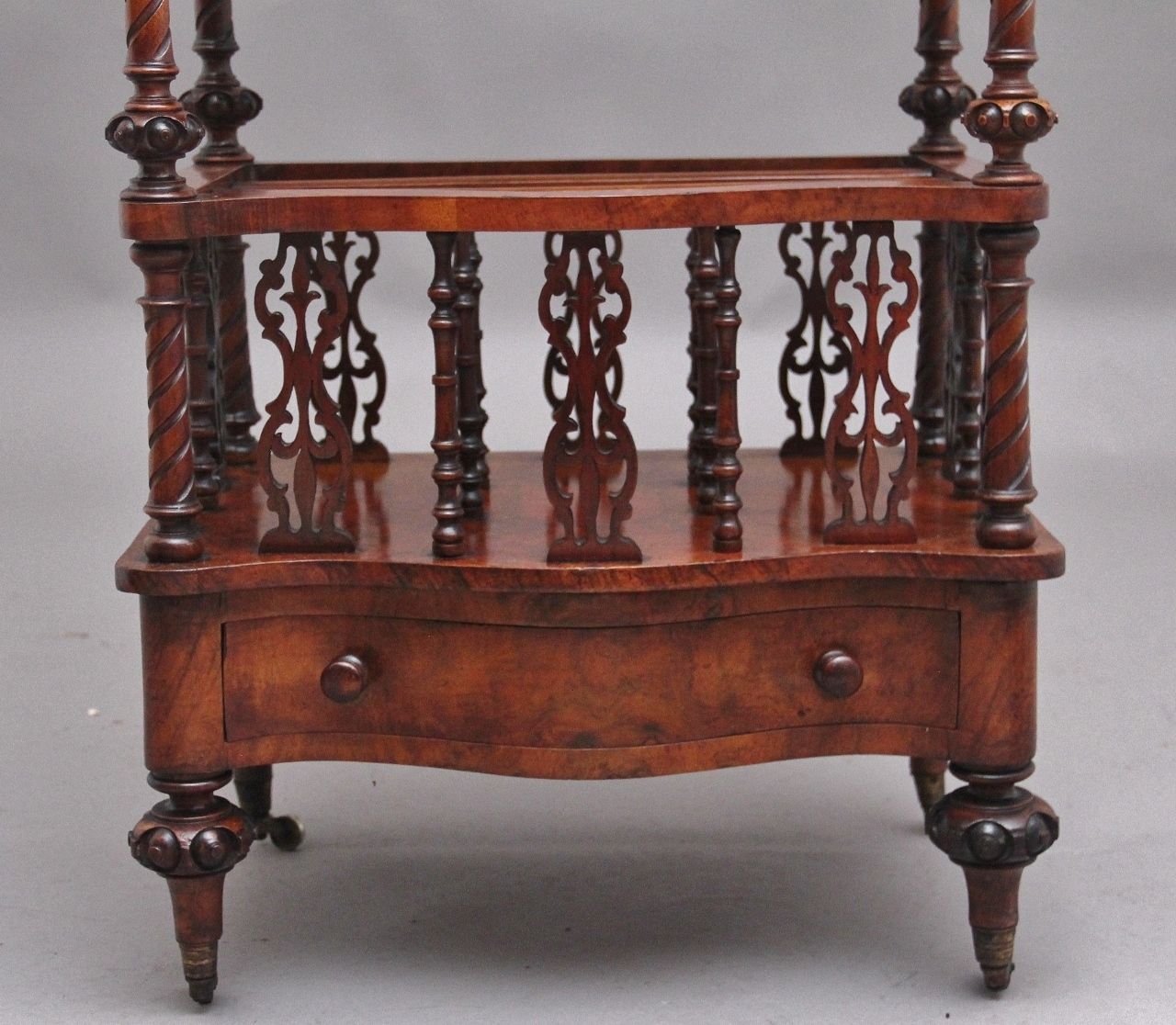 Furniture 19th Century Burr Walnut Canterbury Of Serpentine Form photo