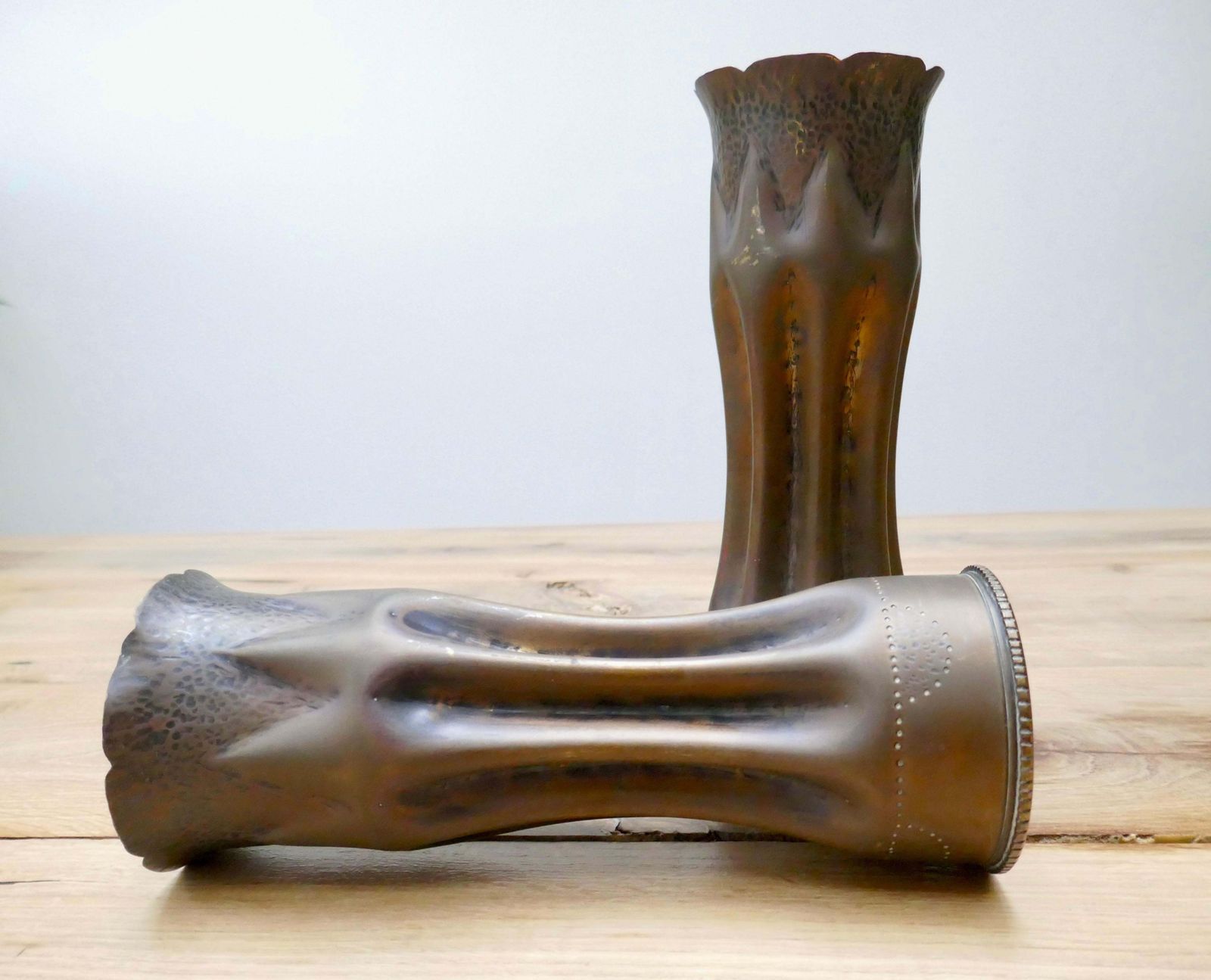 Pair Of World War I Brass Trench Art Shells/Vases, France photo 750.0