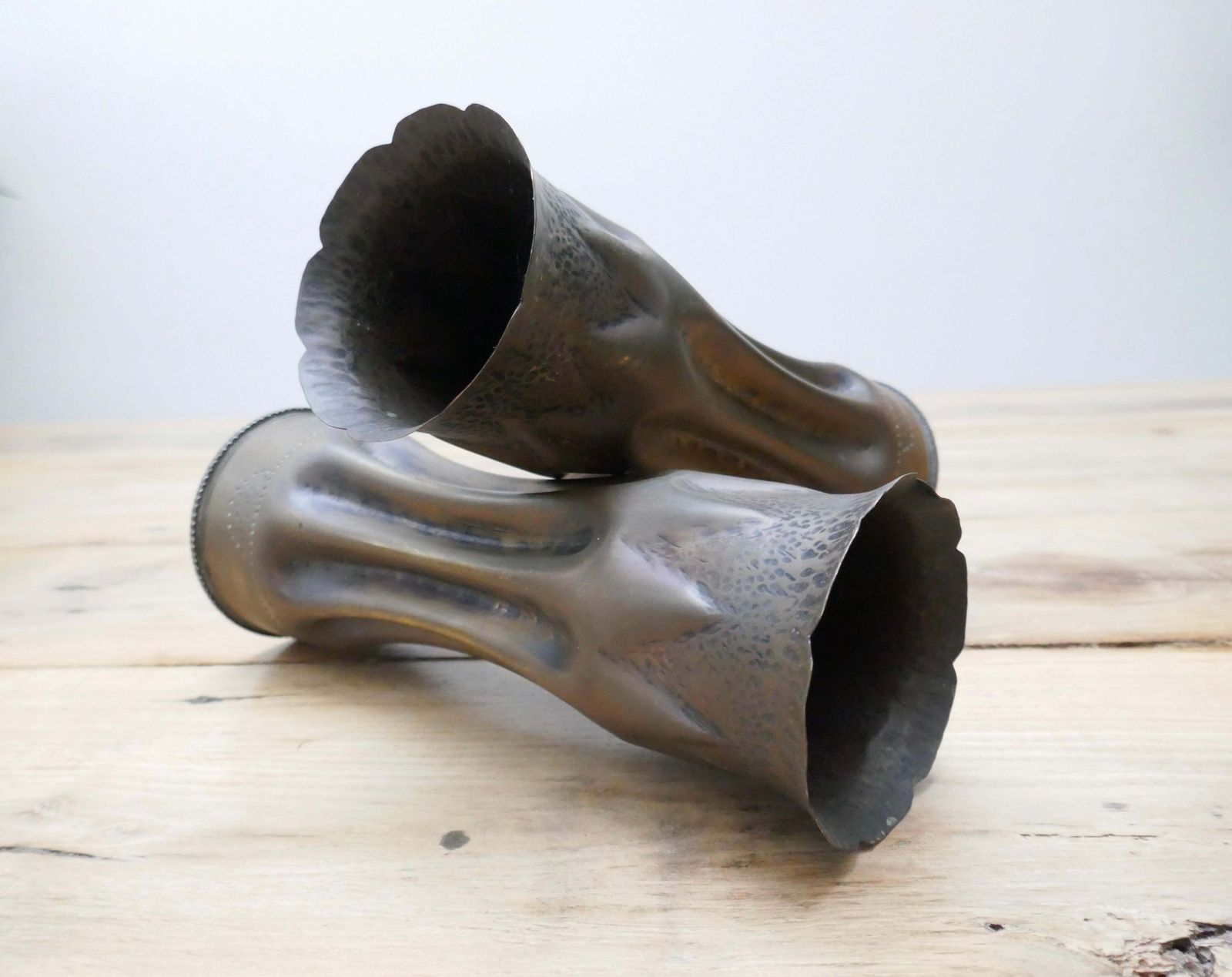 Pair Of World War I Brass Trench Art Shells/Vases, France photo buy