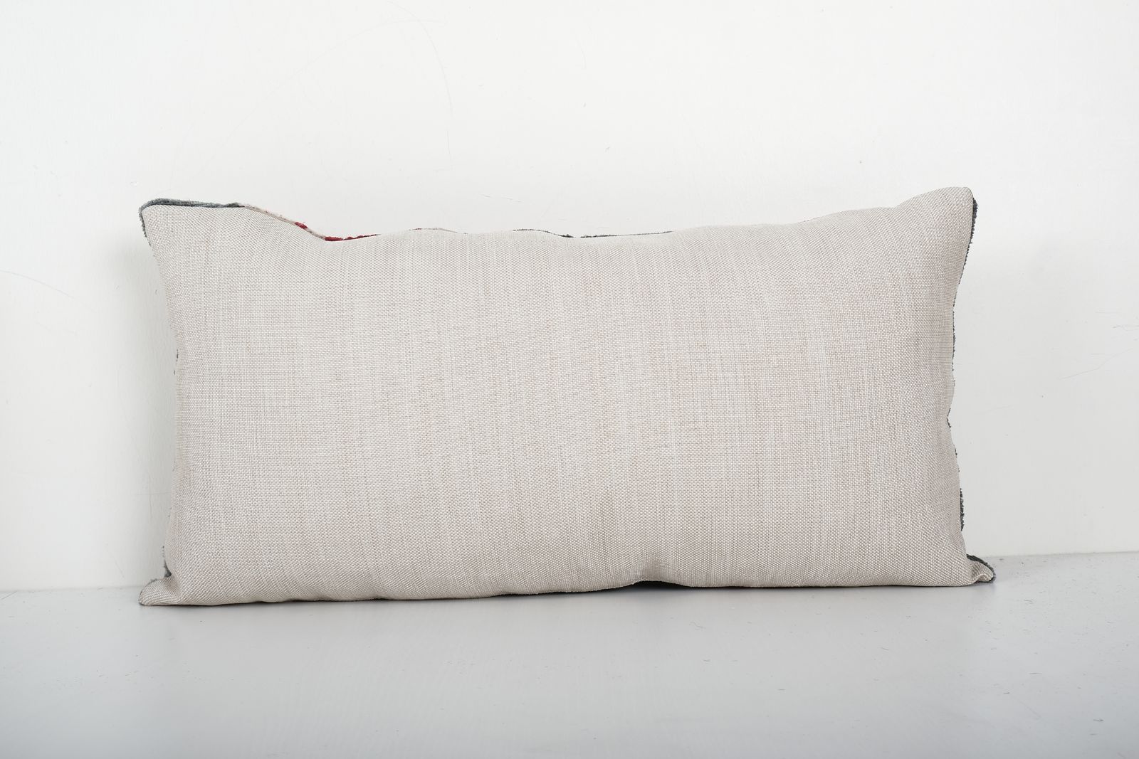 Silk Ikat Velvet Pillow, Handloom Granite Gray Lumbar  Cover, Boho Throw Pillow 13'' X 24'' photo furniture