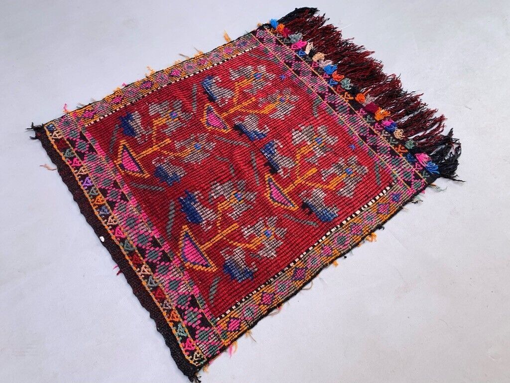 Medium Vintage Turkish Kilim Rug 114x104 Cm Wool Kelim, Square photo for sale