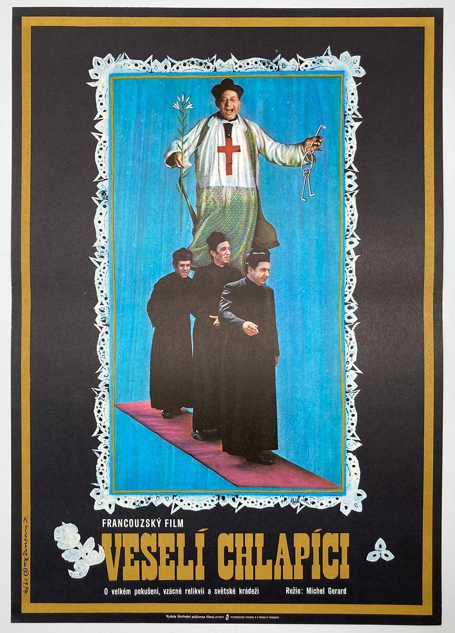 Original Film Poster, Happy Fellows, Dimitrij Kadrnožka, 1974, Genuine Czech Vintage Print