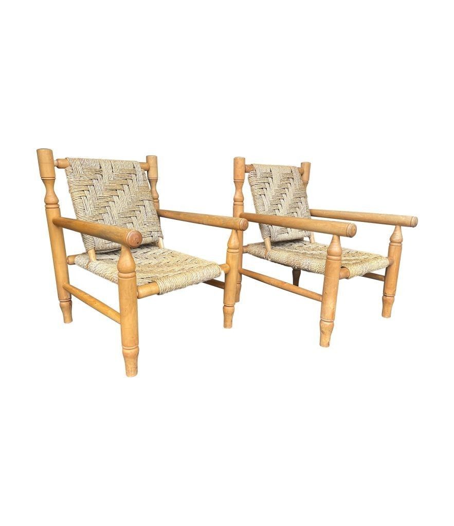 A Wonderful Pair Of 1950s Armchairs By Adrien Audoux And Frida Minet