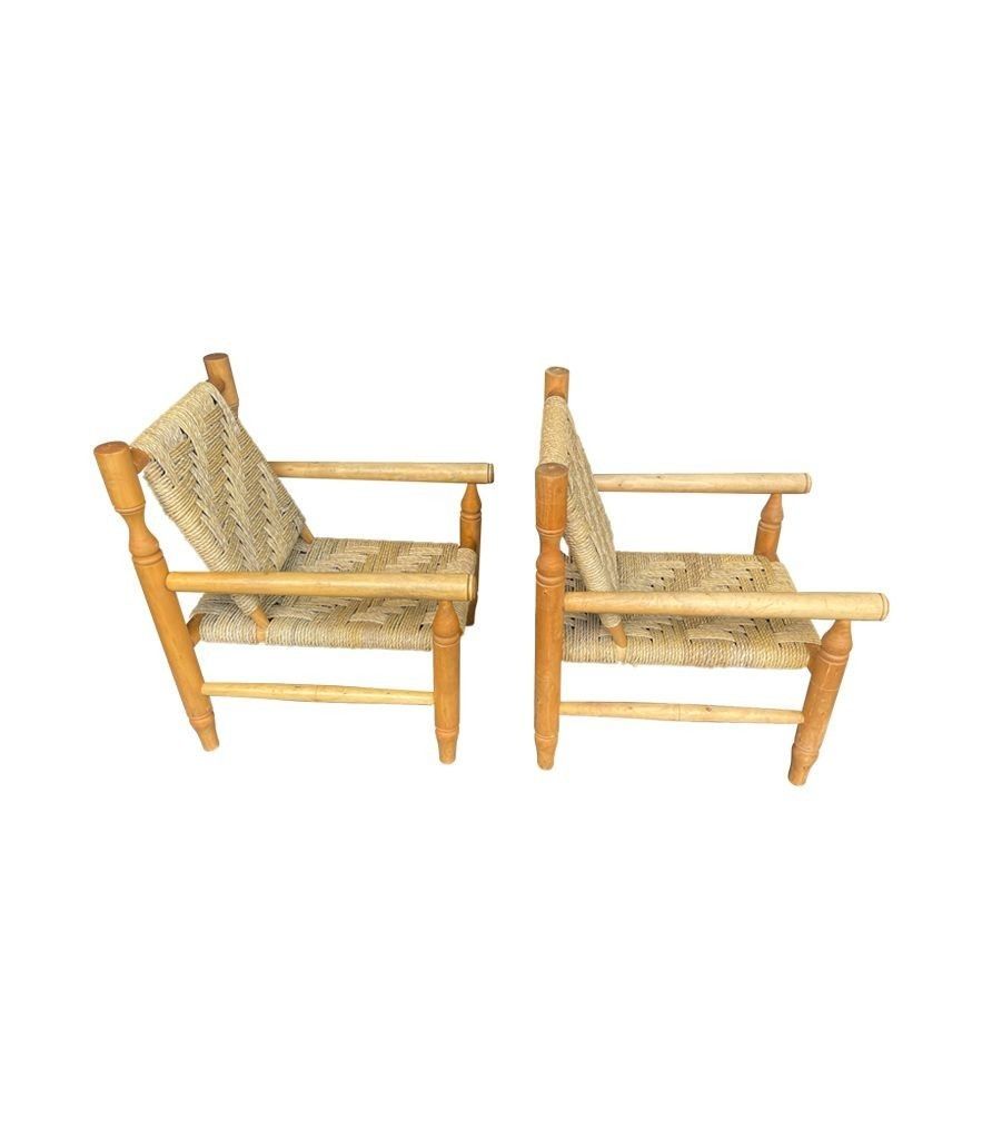 A Wonderful Pair Of 1950s Armchairs By Adrien Audoux And Frida Minet photo vintage
