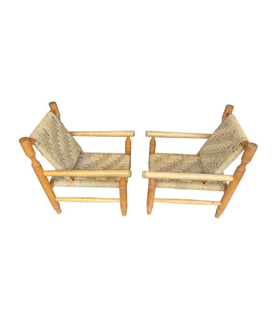 photo for sale A Wonderful Pair Of 1950s Armchairs By Adrien Audoux And Frida Minet