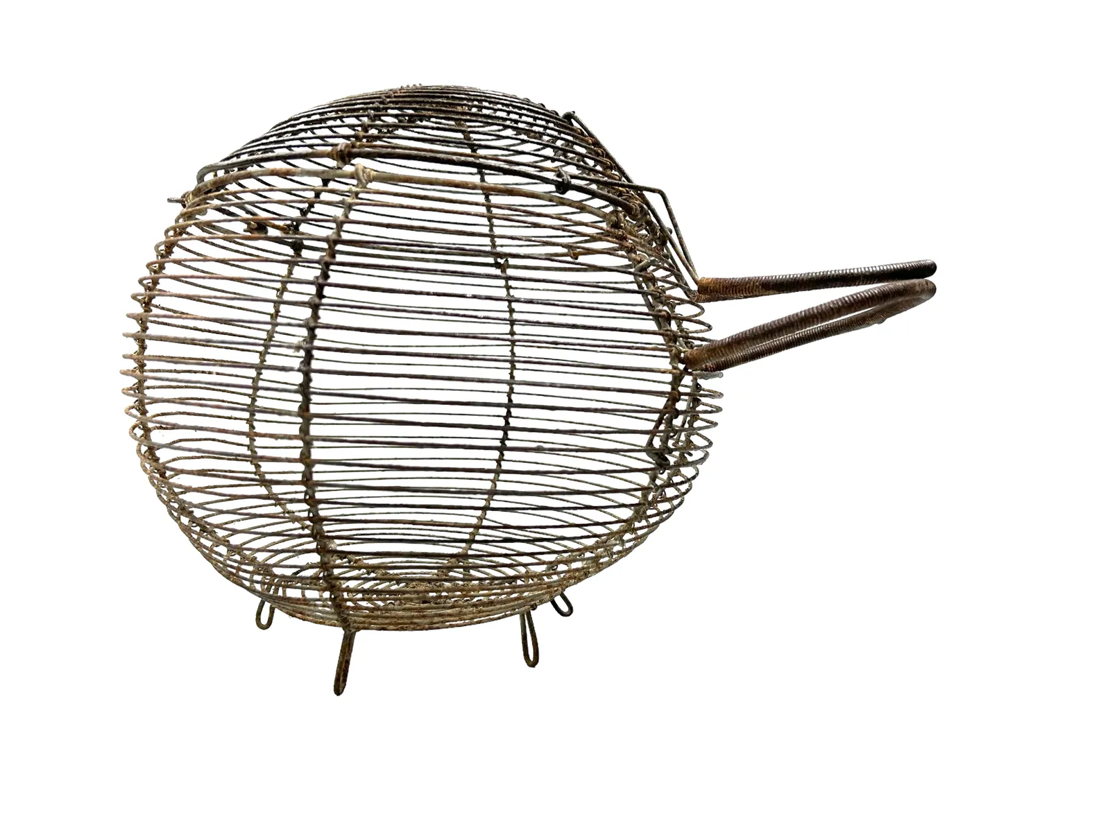 Very Rare Large Antique French Wire Egg Basket With Lid, Circa 1940 photo vintage