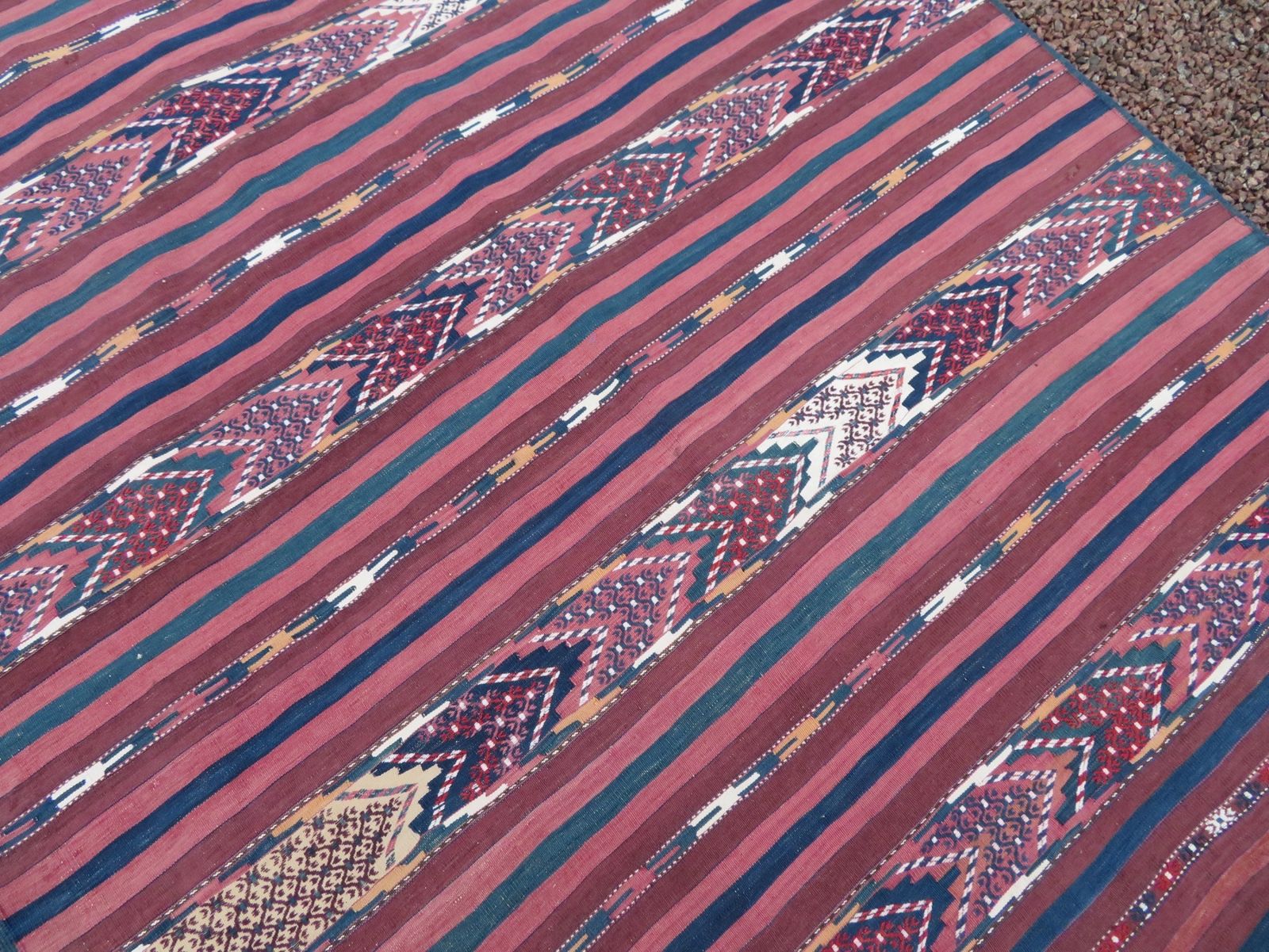 photo furniture Rare Antique Tekke Turkmen Flat Weave Palas Kilim.Tekke Tribes Of Turkmenistan.Cicim Technique.283cm X 145cm.
