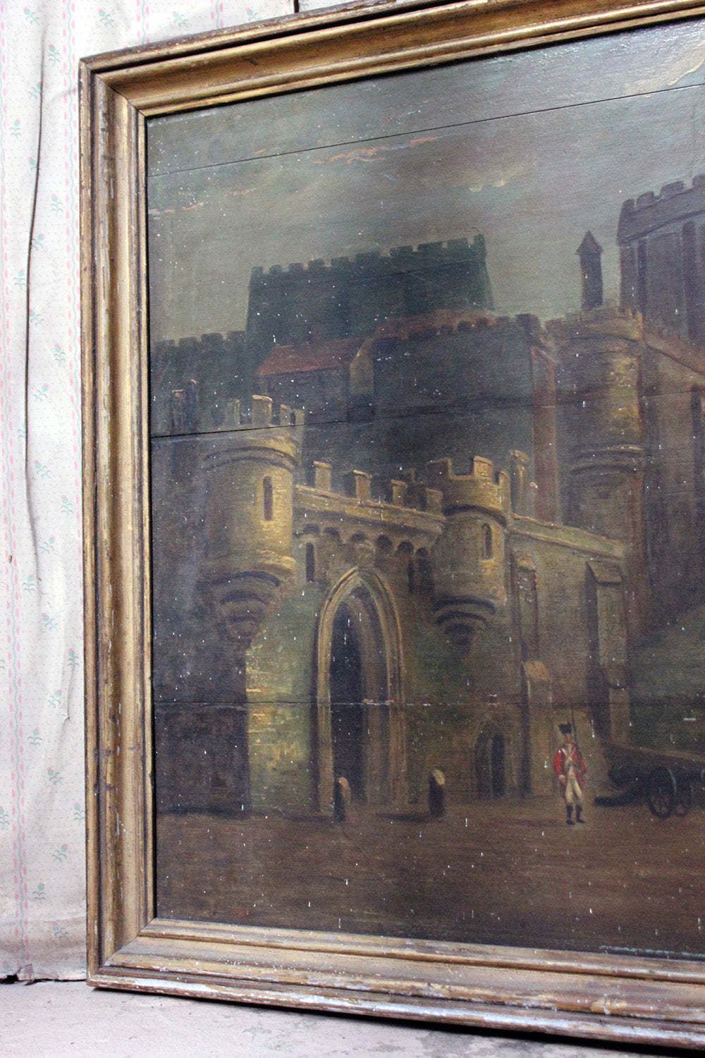 An 18thc English Provincial School Oil On Panel Of Windsor Castle; Horton Lodge, Windsor, Berkshire C.1770 photo Art