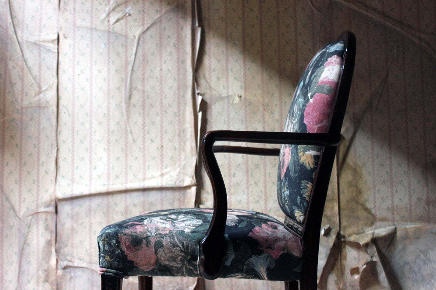 A George III Chinese Chippendale Mahogany & Upholstered Open Armchair C.1780 photo buy