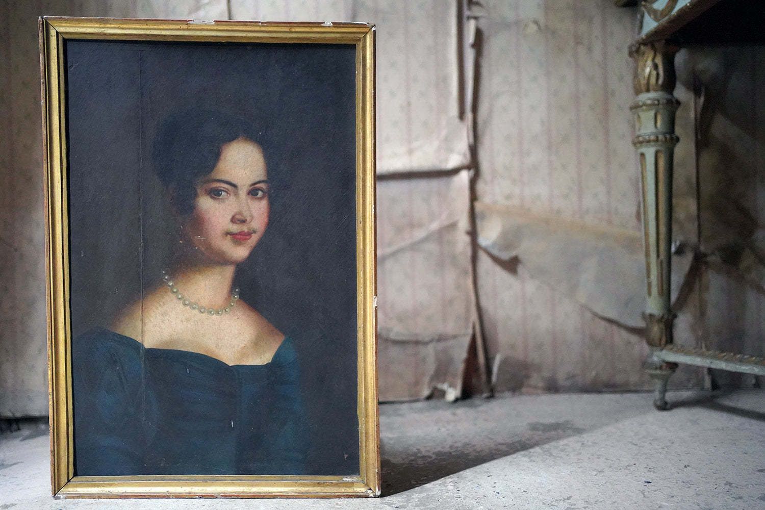 An Early 19thc French School Oil On Board Portrait Of A Lady C.1830