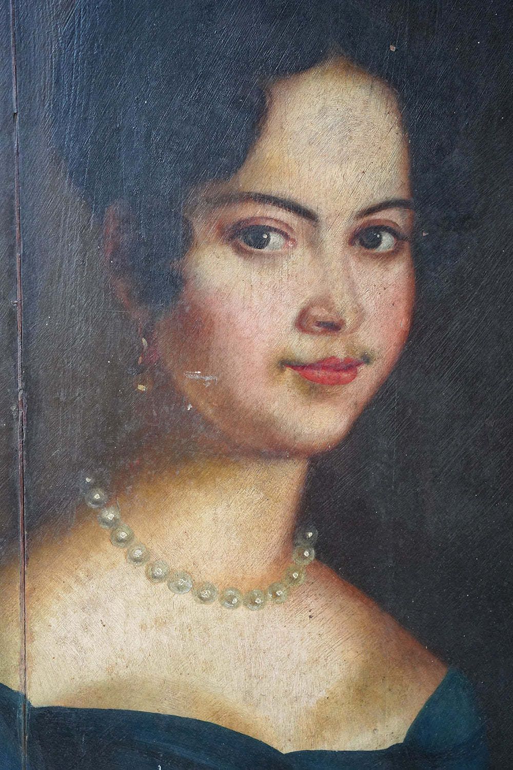 photo vintage An Early 19thc French School Oil On Board Portrait Of A Lady C.1830