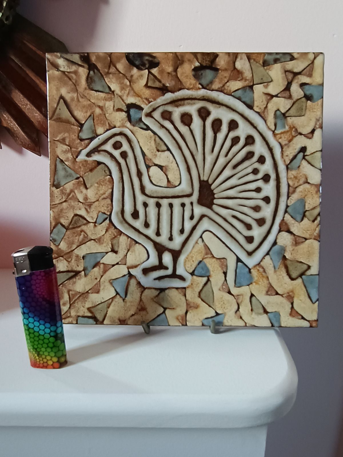 French Art Pottery Large Handpainted Tile Robert Perot Le Vieux Moulin Vallauris C1958 Capron Ruelland Jouve Chambost photo furniture
