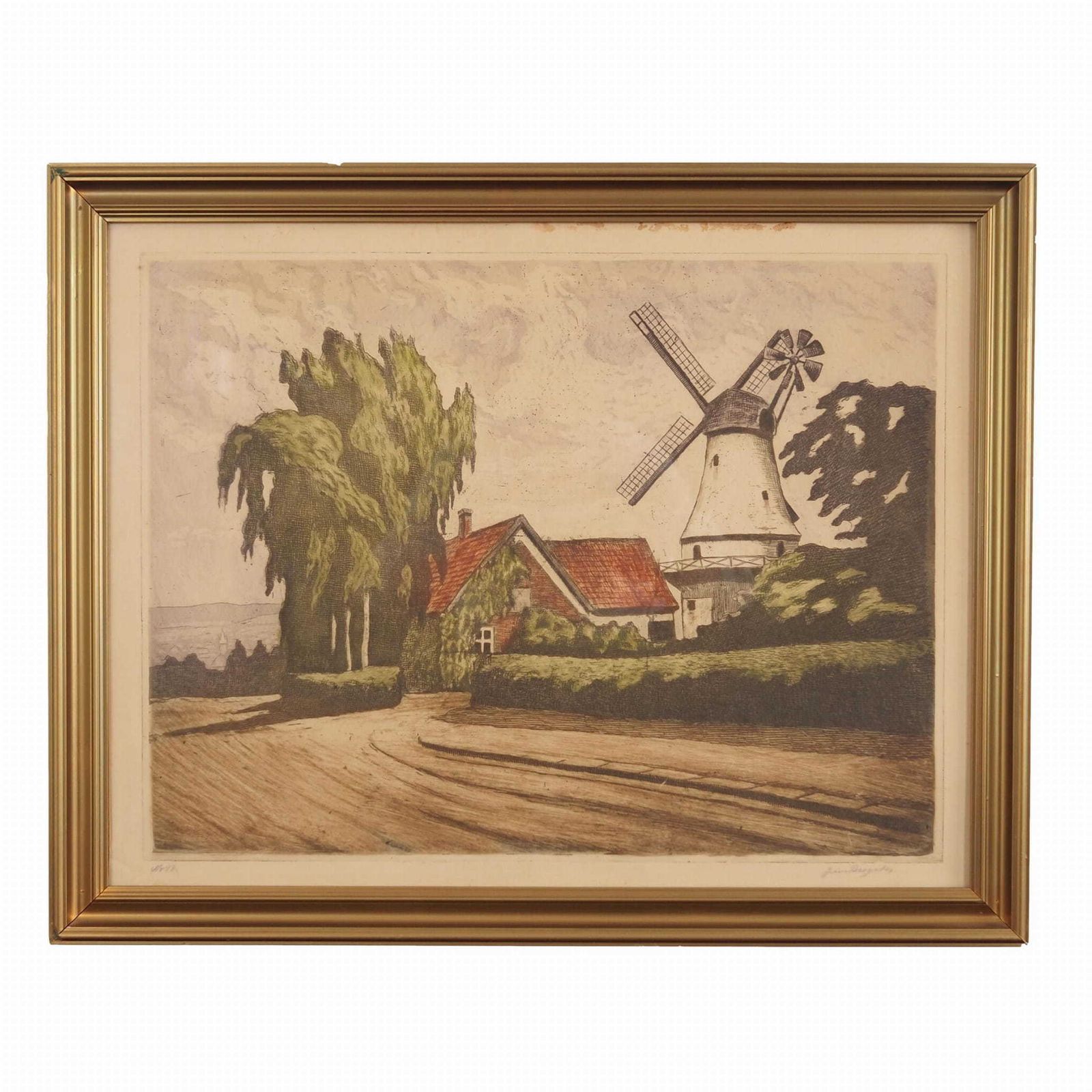 Painting „The Windmill”, Scandinavian Design, 1970s