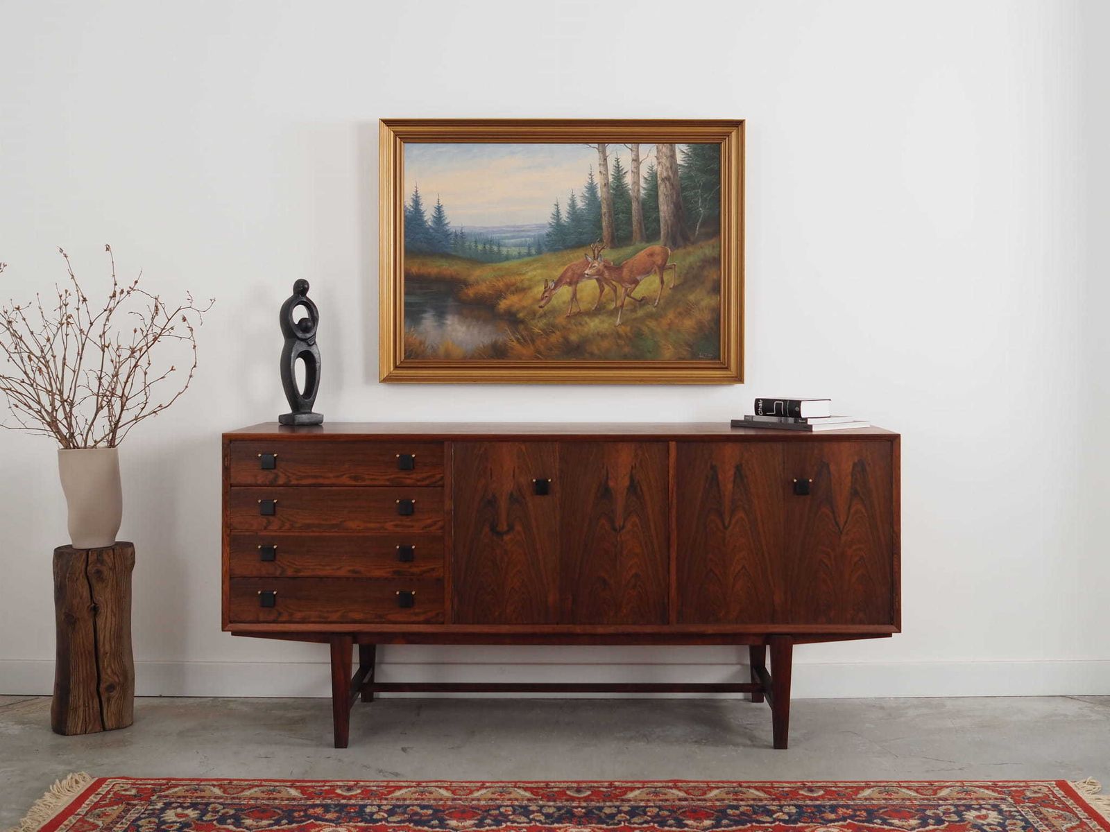 Painting „Two Deer By The Water”, Danish Design, 1960s, By Wolmer Zier photo furniture