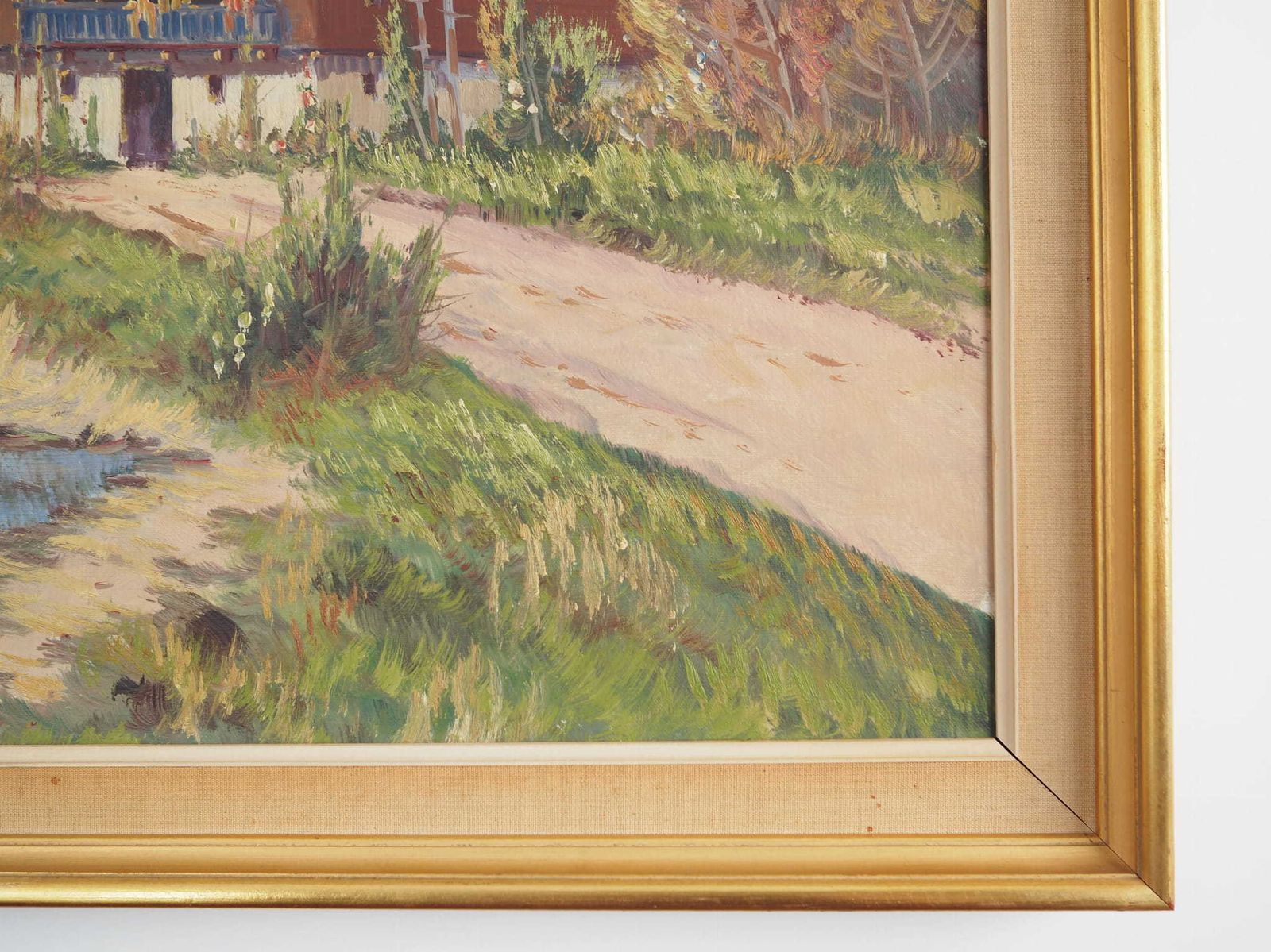 Painting „The Chalet At The Mountain Stream”, Scandinavian Design, 1970s photo vintage