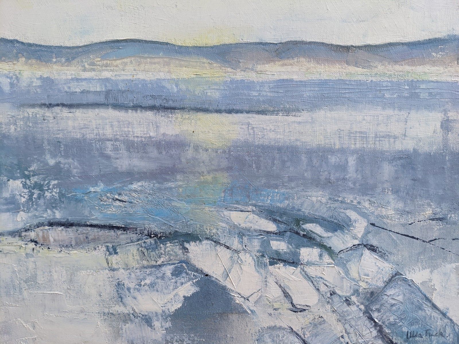 Icy Winter Oil Painting, Mid 20th Century photo furniture