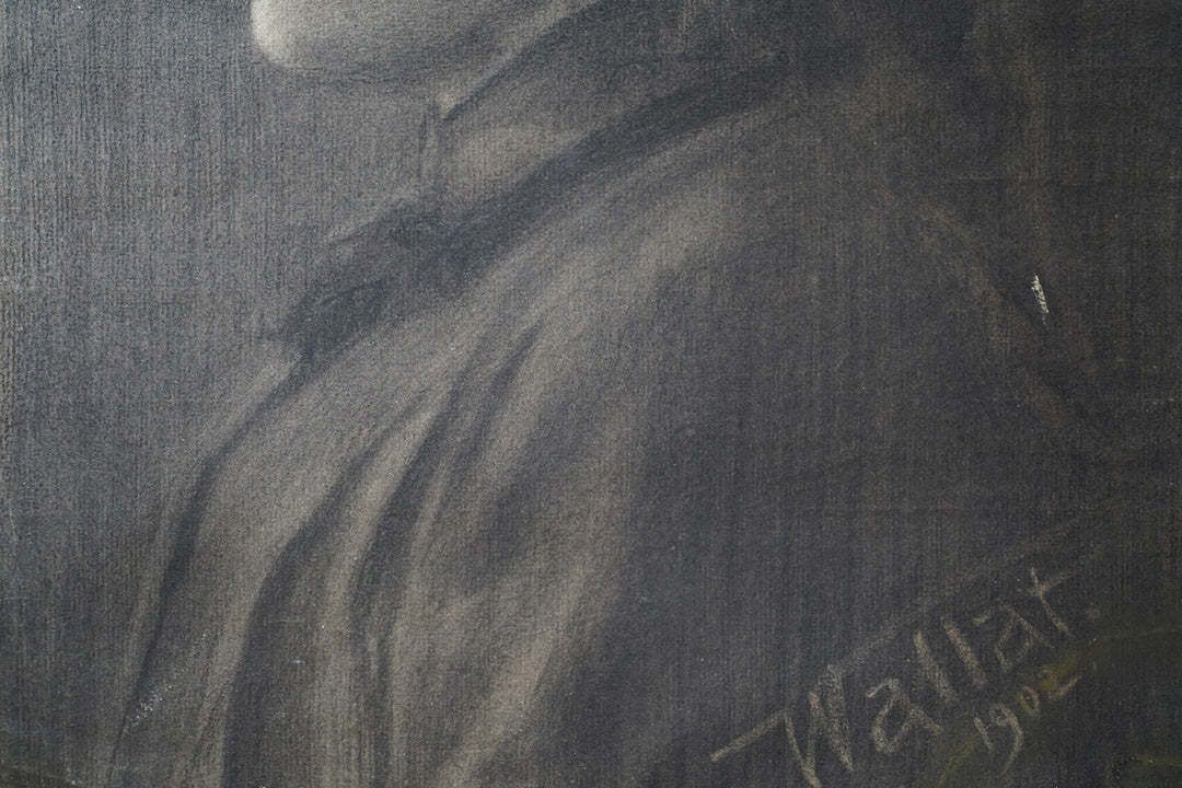 photo buy Paul Wallat (1879 1966); A Charcoal Portrait Study Of A Young Lady C.1902