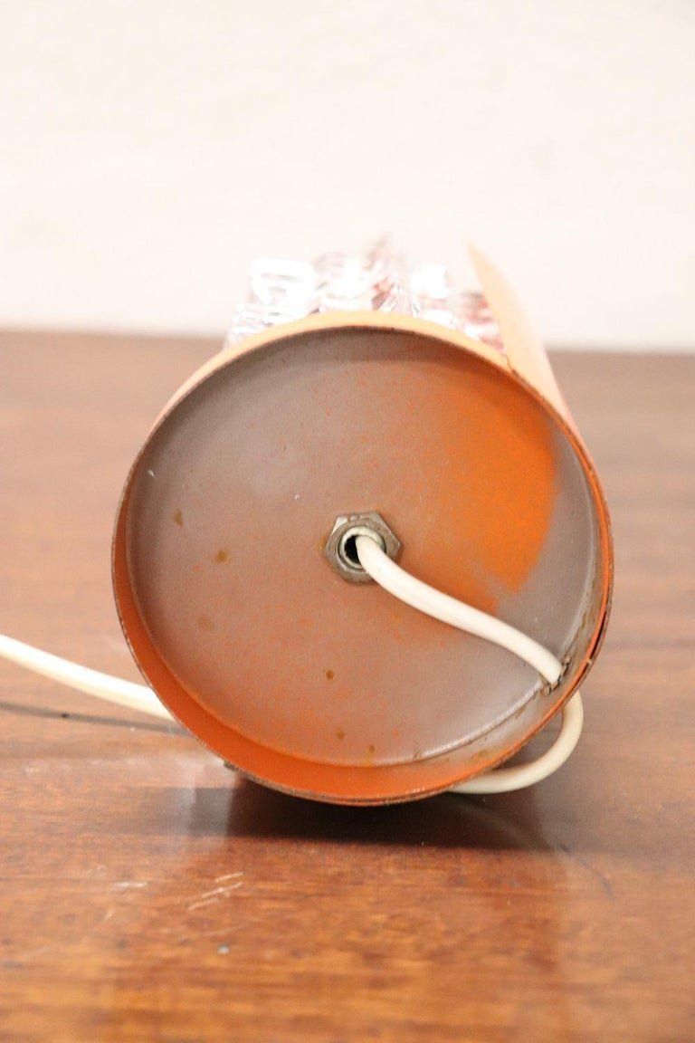 Mid Century Italian Murano Glass And Orange Metal Table Lamp, 1950s photo 448.88