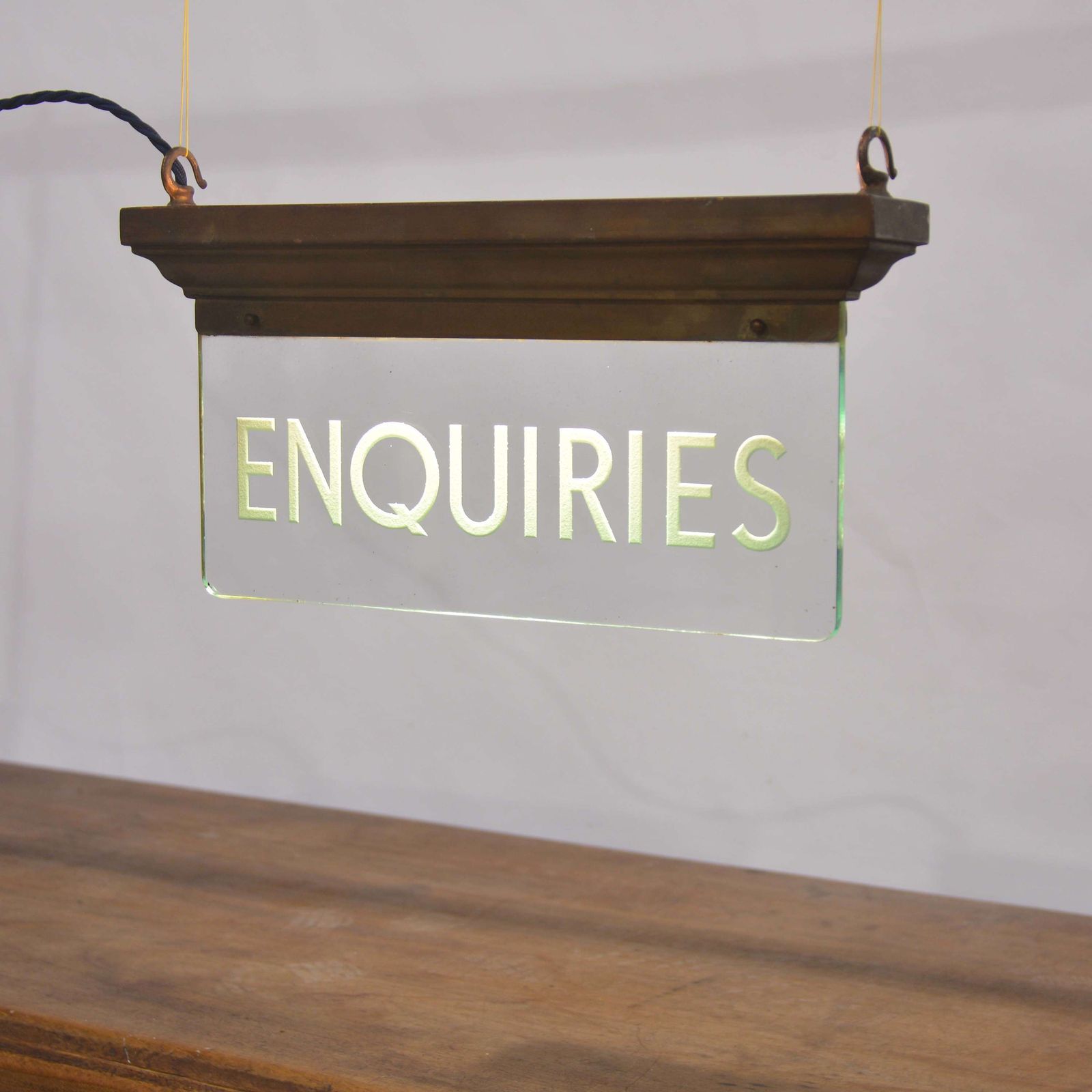 Art Deco Illuminated 'Enquiries' Sign photo for sale