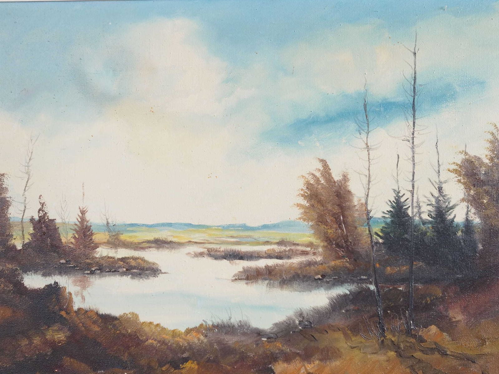 Painting „The Autumn Pond”, Scandinavian Design, 1970s photo Art