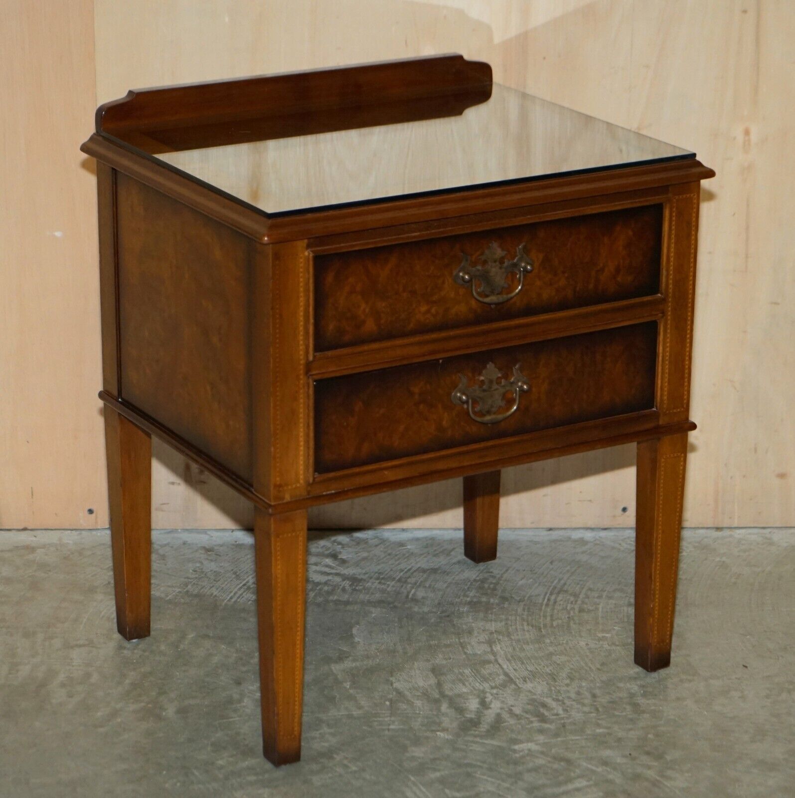 Pair Of Mid Century Modern Andrew Thompson Burr Walnut Side End Bedside Tables photo furniture