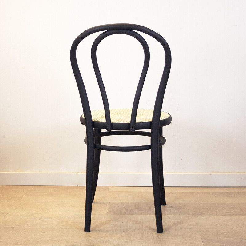 Vintage Bentwood And Woven Rattan Chair, Czechoslovakia 1960s photo 235.0