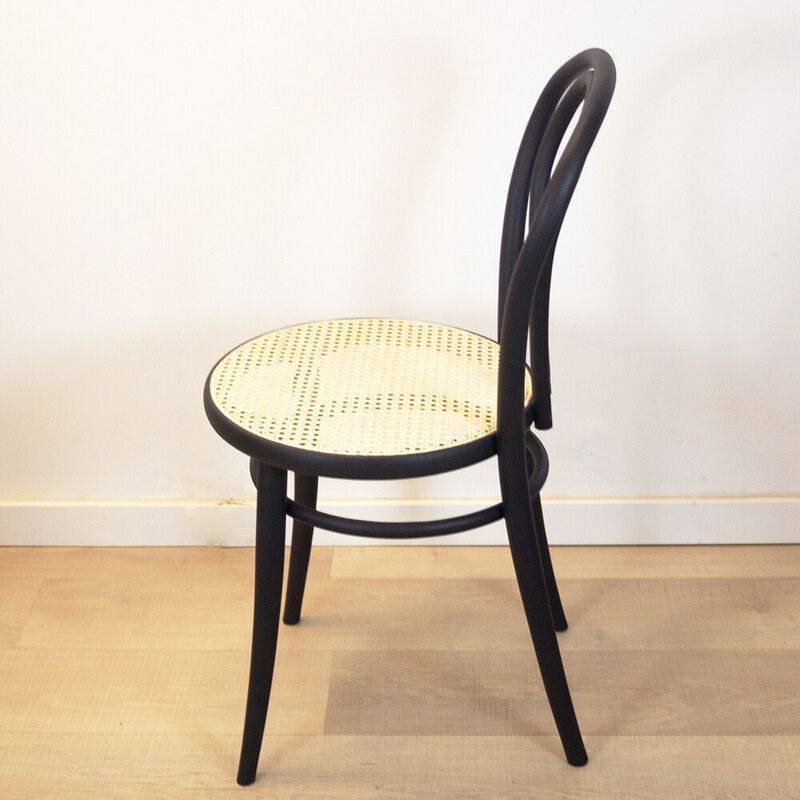 Vintage Bentwood And Woven Rattan Chair, Czechoslovakia 1960s photo vintage