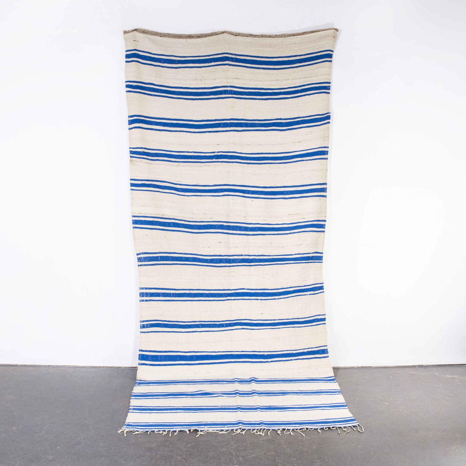 Vintage Berber Blue Stripe Hanbel Rug