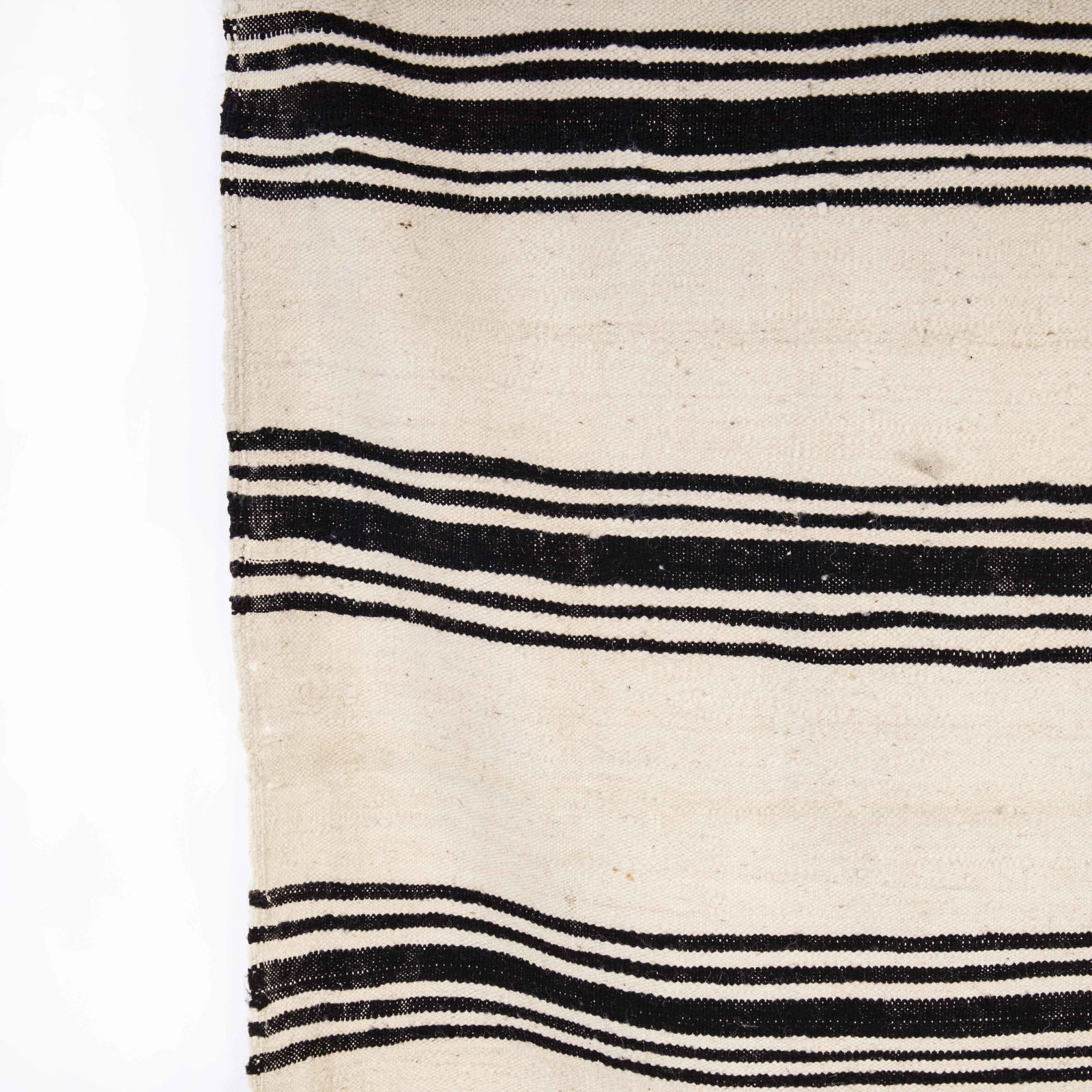 Vintage Berber Bold Monochrome Stripe Hanbel Rug photo Textiles