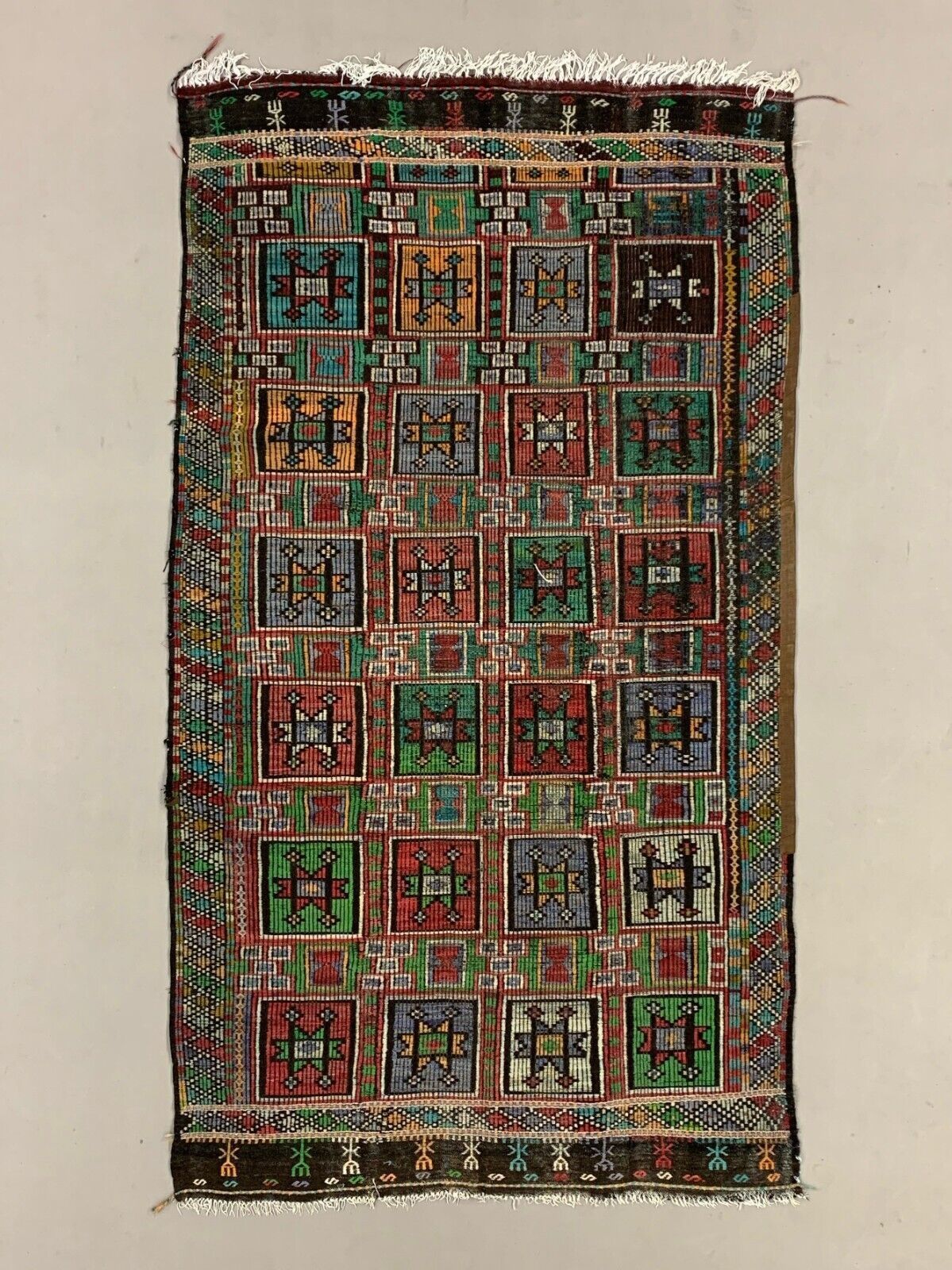 Large Vintage Turkish Kilim Rug 350x195 Cm Wool Jajim Kelim