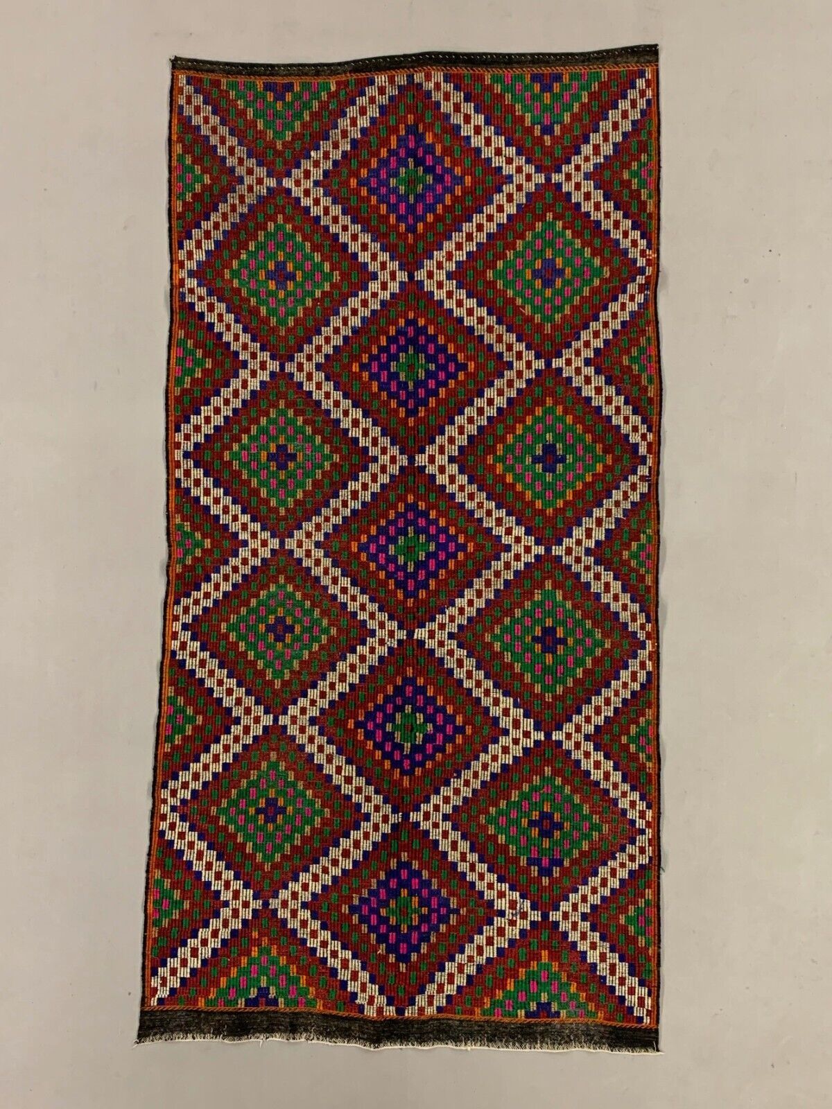 Large Vintage Turkish Kilim Rug 354x178 Cm Wool Jajim Kelim