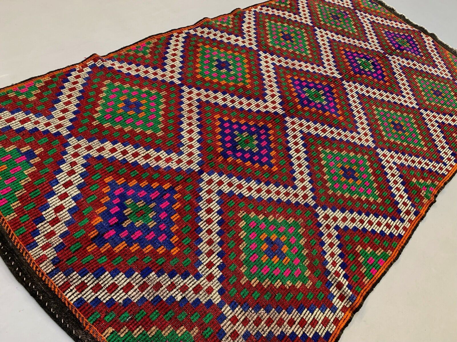 Large Vintage Turkish Kilim Rug 354x178 Cm Wool Jajim Kelim photo Textiles