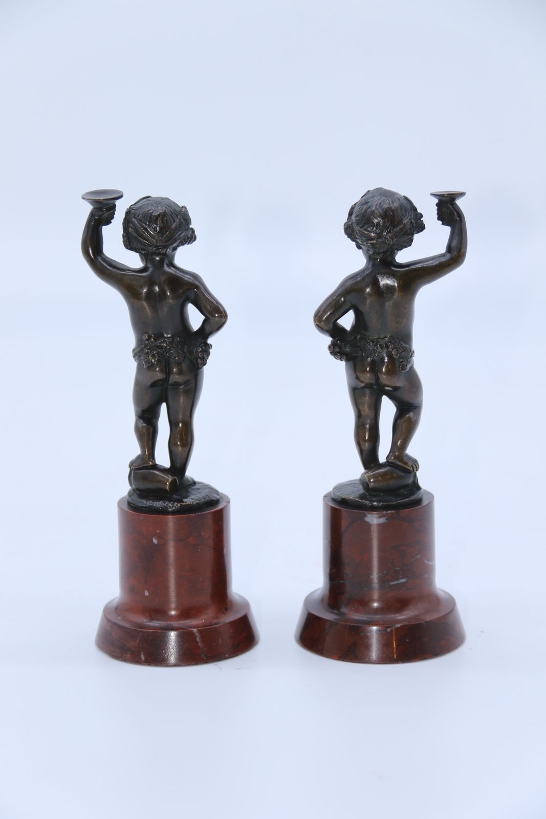 A Pair Of Grand Tour 19th Century Bronze Putti Figures On Marble Bases, Circa 1860 photo 1120.0