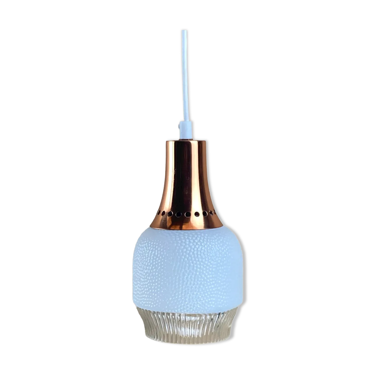 Vintage Space Age Copper And Opaline Hanging Lamp
