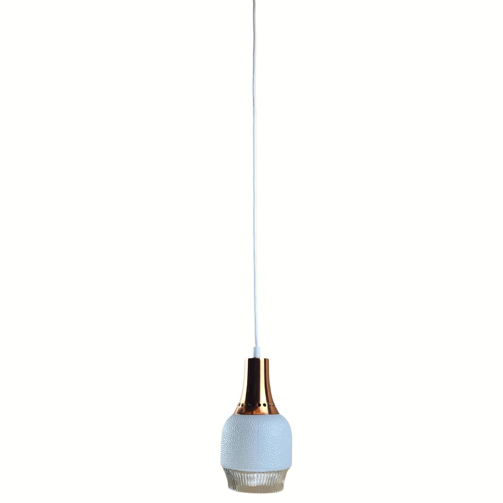 Vintage Space Age Copper And Opaline Hanging Lamp photo vinterior