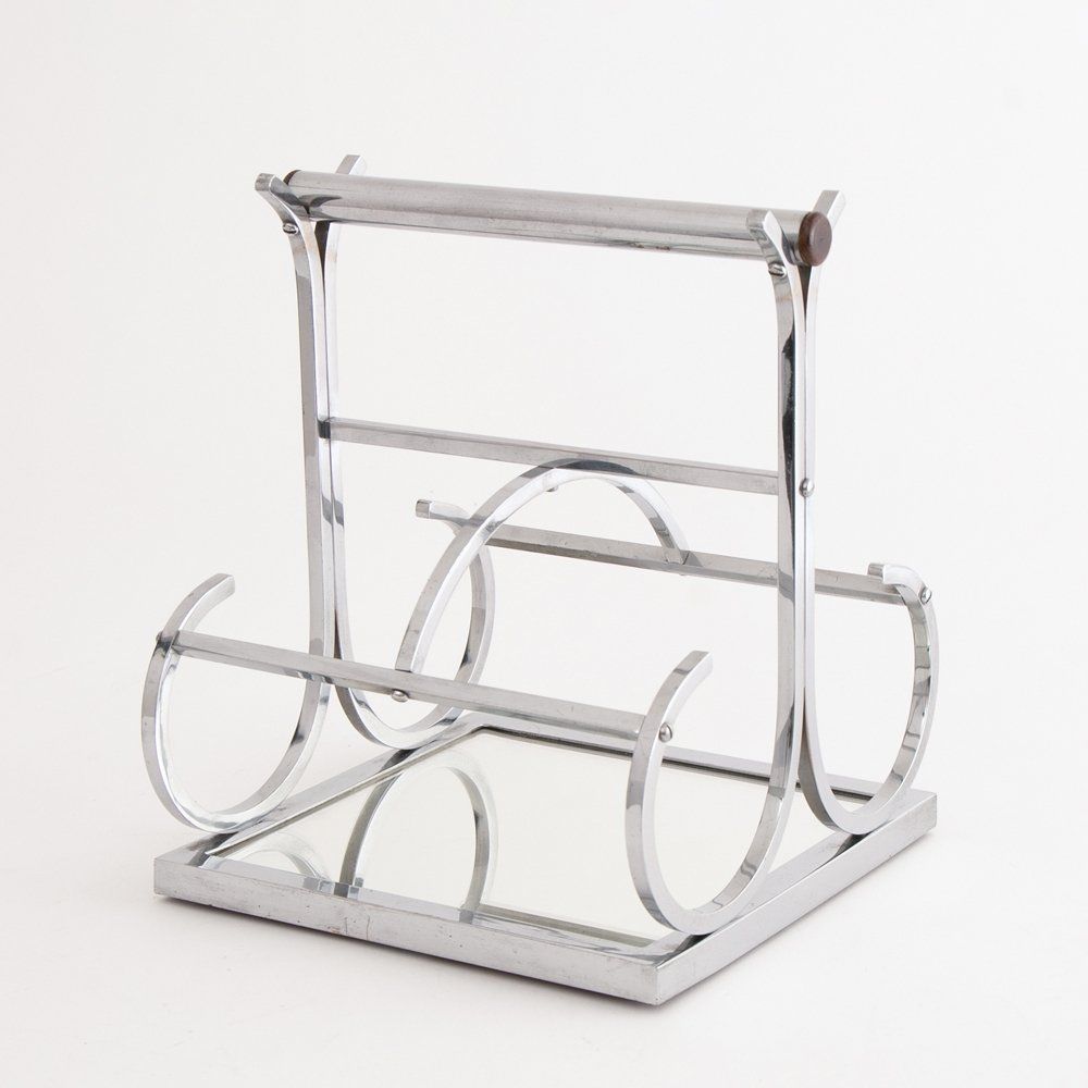 French Art Deco Jacques Adnet Chrome Wine Carrier C1930