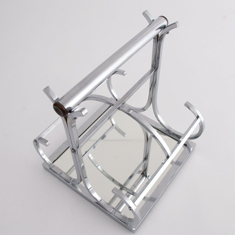 French Art Deco Jacques Adnet Chrome Wine Carrier C1930 photo for sale