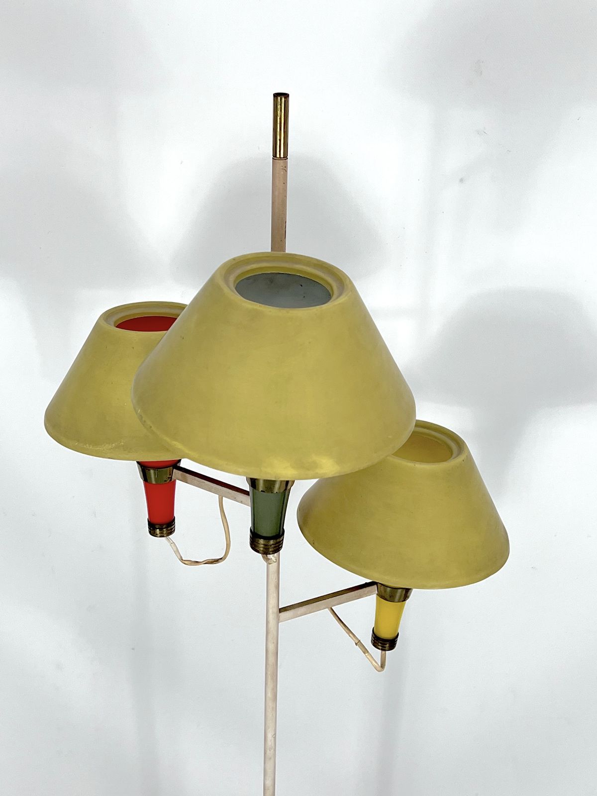 photo for sale Mid Century Modern Three Arms Floor Lamp By Stilux Milano. Italy 1950s