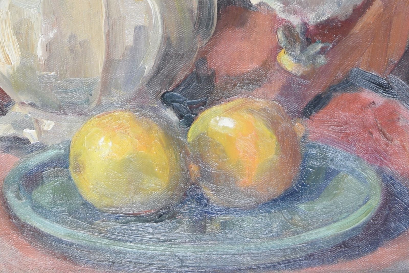 Still Life With Fruit And Flowers Mid 20th Century Oil Painting By Angela Stones photo furniture