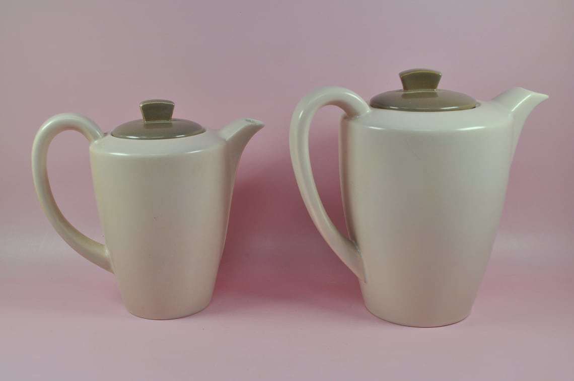 Retro Coffee Cups, Poole Pottery Twintone Mushroom Sepia photo 60.0