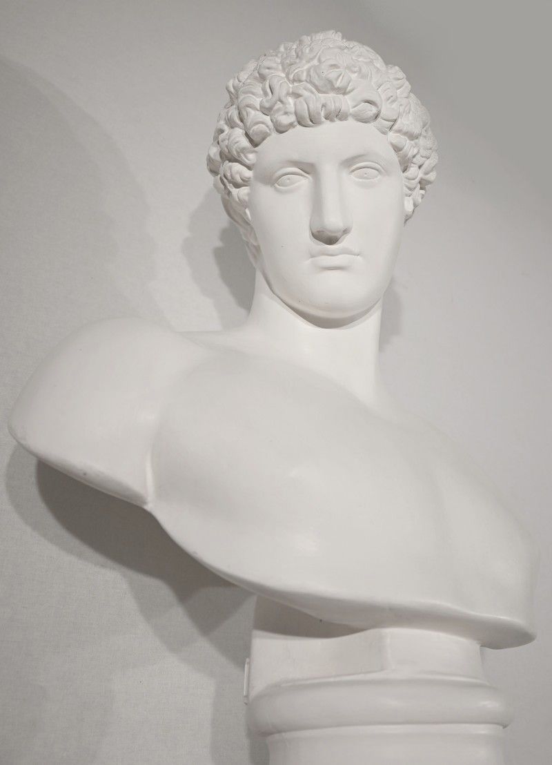 Bust Of Antinoüs On Column Set   Late 19th Century photo vintage