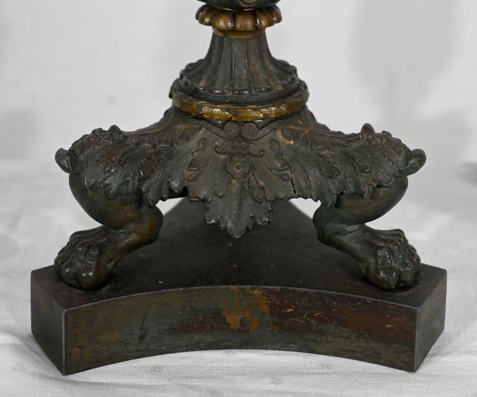 photo furniture Pair Of Bronze Candlesticks, Restoration Period   Early 19th Century
