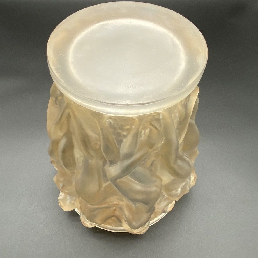 photo buy A Rene Lalique Bacchantes Vase In White And Sienna Patinated Glass.