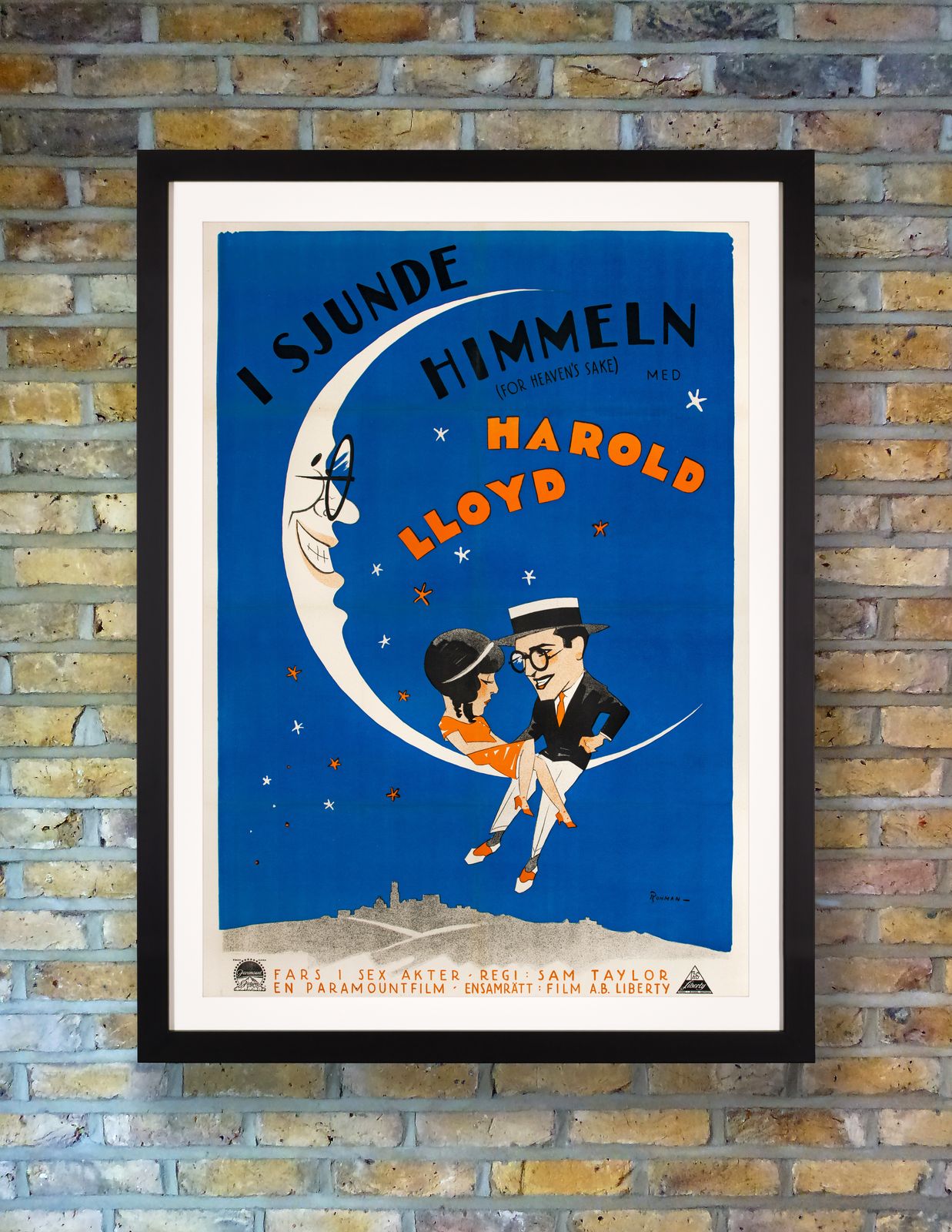'For Heaven's Sake' Original Vintage Film Poster By Eric Rohman, Swedish, 1926 photo furniture