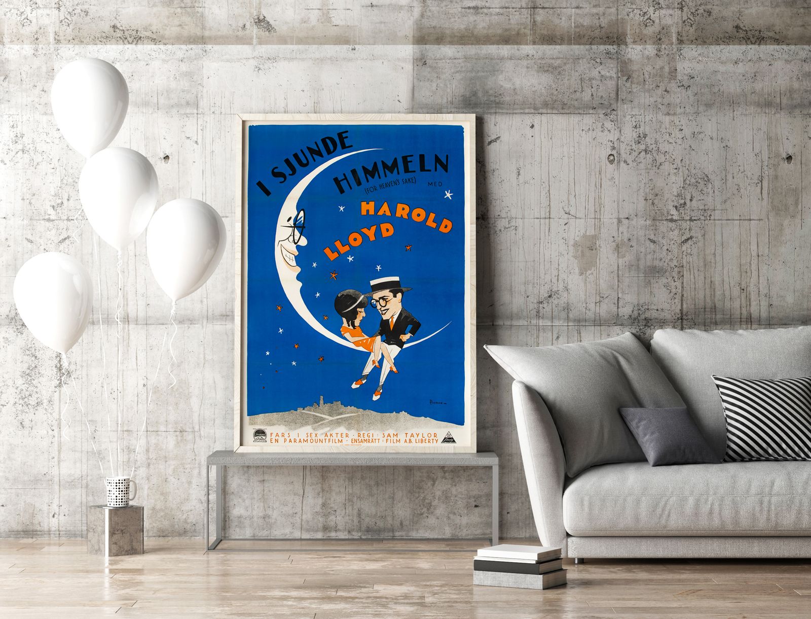 'For Heaven's Sake' Original Vintage Film Poster By Eric Rohman, Swedish, 1926 photo for sale