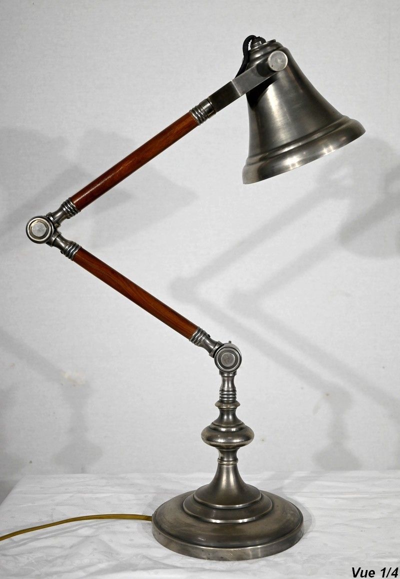 Articulated Arm Lamp In Metal And Wood, 1920s photo 1890.05
