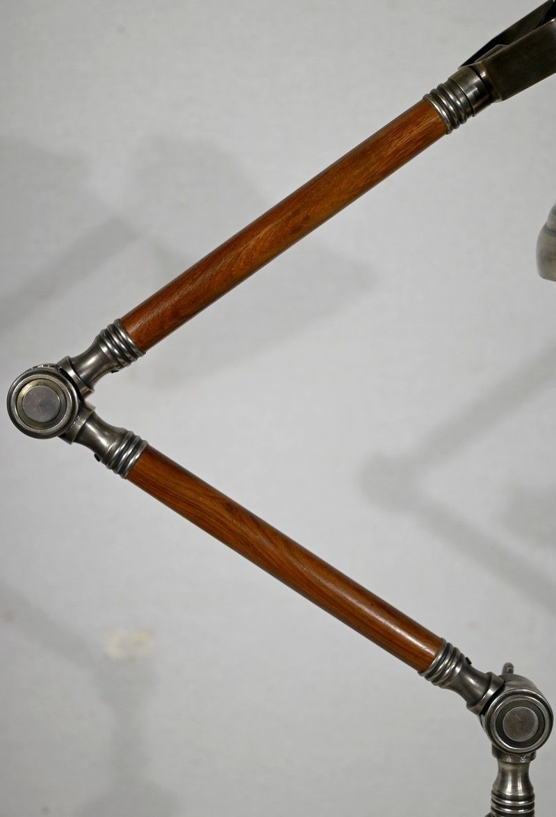 Articulated Arm Lamp In Metal And Wood, 1920s photo vintage