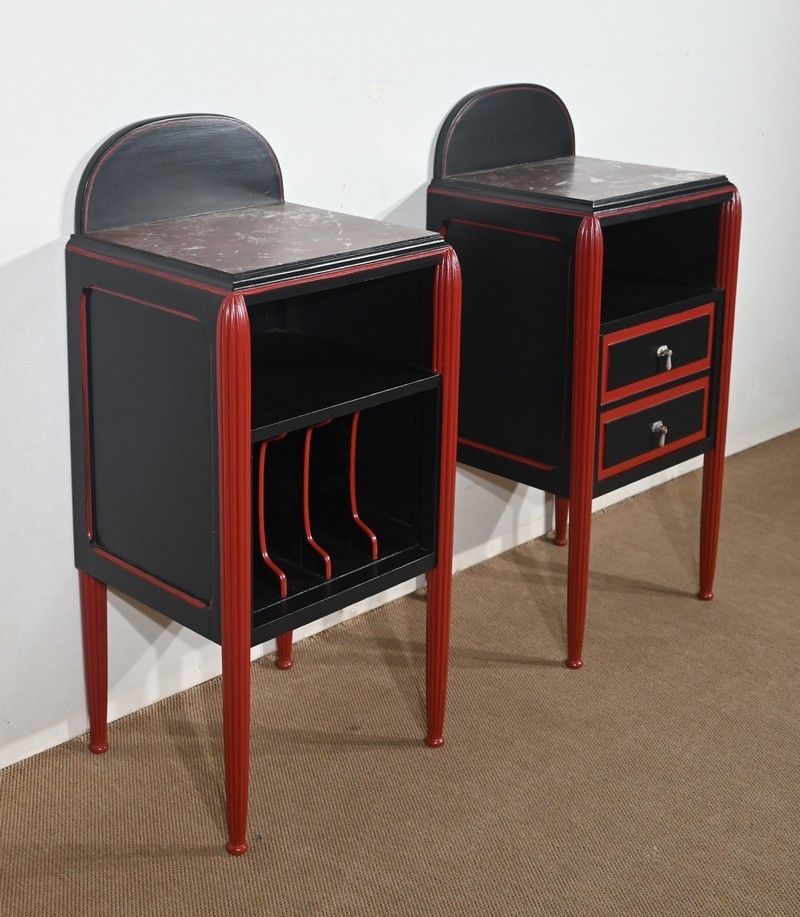 photo for sale Rare 5 Piece Bedroom Set In Painted Wood, Art Deco   Early 20th Century
