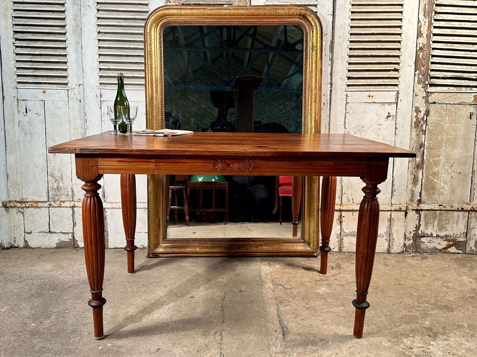 Antique French Provincial Fruitwood Farmhouse Kitchen Table Circa 1870 photo furniture